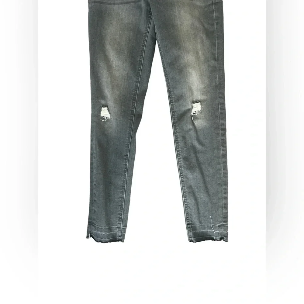 Justice Gray, Stretchy, Distressed, Raw Hem Girls Jeans, Size 12